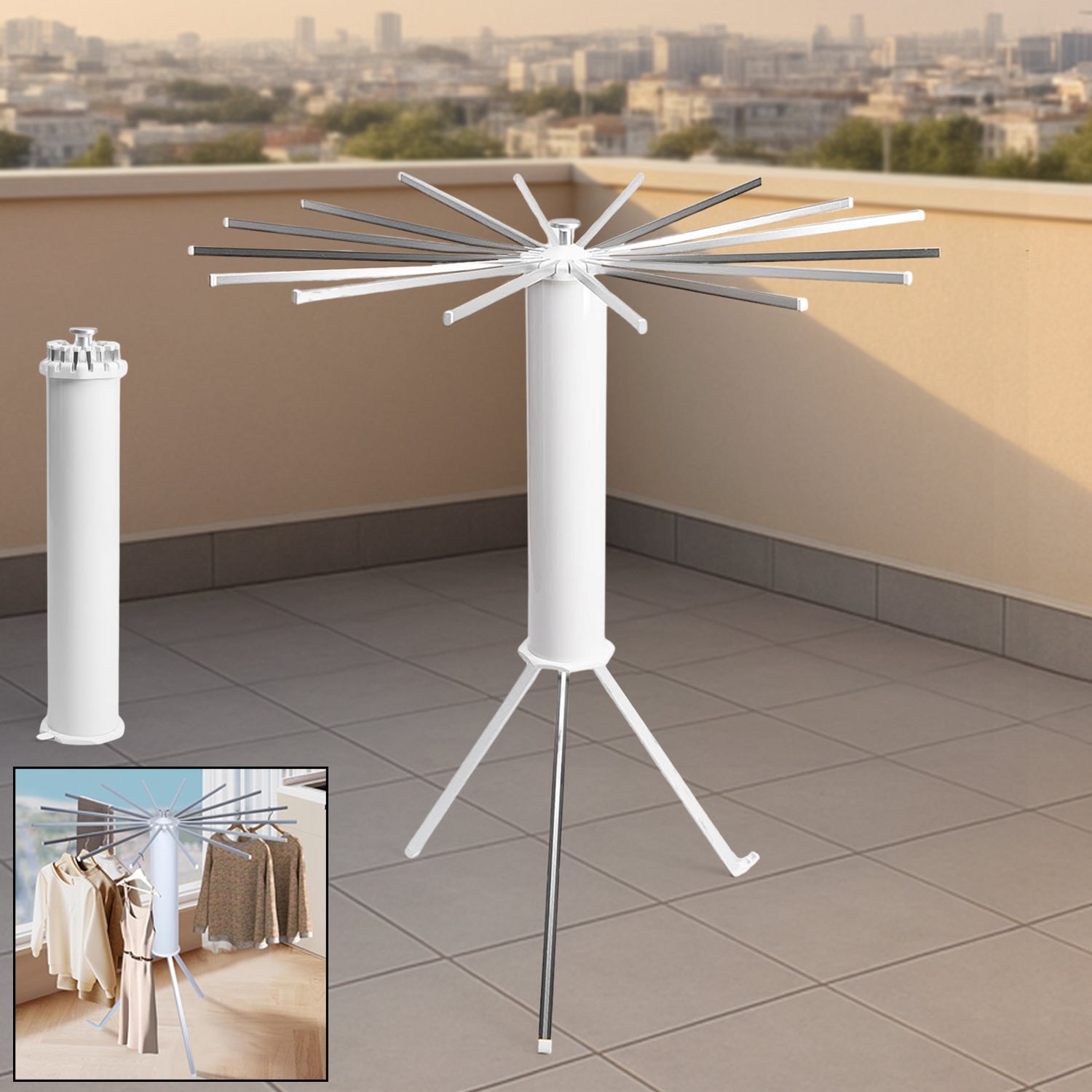 Foldable Rotary Clothes Drying Stand