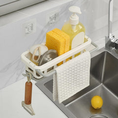 Hanging Drain Rack & Sponge Holder Basket for Kitchen Sink Storage