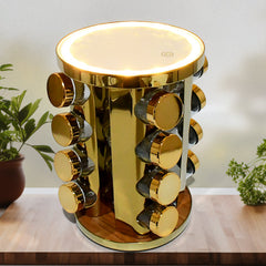 LED Spice Rack Organizer, Rotating Spice Rack (Golden / 16 Pc / MOQ - 6 pc)
