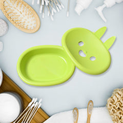 Soap Box Cute Rabbit Shape Double Bowl Plastic Rack Storage