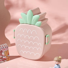 Kids Lunch Box Cute Pineapple Shaped Bento Box with Fork Spoon Office Lunch Box (1 Pc )