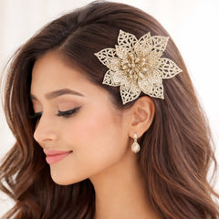 Glitter flower hair clips