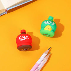 2-in-1 3D Cold Drink Bottle Shape Rubber Pencil Set, Boys Girls Gifts (1 Pc )