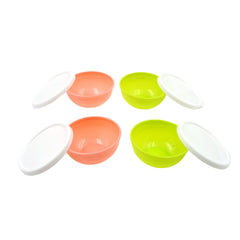 Multipurpose Small Round Plastic Bowl / Katori With Lid, Chutney Bowl (4 Pcs Set)