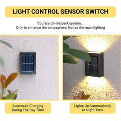 Solar Wall Lights Small Fence Lights Solar Powered Up Down LED Porch Light (1 Pc)
