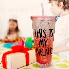 Plastic Creative Cold Drink Cup, Double Wall Plastic Drinking Sport Bottle