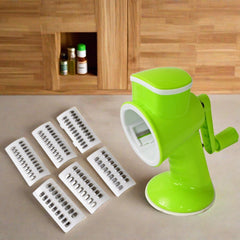 6 in 1 Multi functional Vegetable Cutter & Slicer Hand Machine Cutting, Slice, Cut Thick, Cut Silk All in one βVegetable Chopper Cutter & Slicing Cutter Barrel - Vegetable Grater with 6 Removable Blades