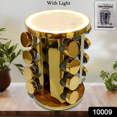 LED Spice Rack Organizer, Rotating Spice Rack (Golden / 16 Pc / MOQ - 6 pc)