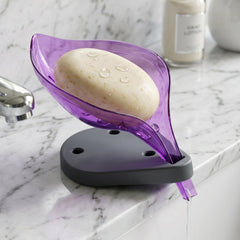 Leaf Shape Soap Tray Holder with Drain Design Bathroom Soap Stand Dish (1 Pc)