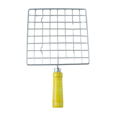 Kitchen Square Stainless Steel Roaster Jali, Barbecue Grill with Wooden Handle