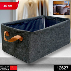 Foldable Storage Box Handles Cotton Linen Organizer for Nursery 45 cm