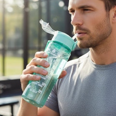 Motivational Water Bottle with Time Marker and Flip Top Lid (900 ML)