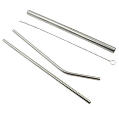 Reusable Stainless Steel Straws with Case for Drinking (4 Pc, Eco-Friendly)