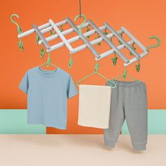 Adjustable Clothes Hanger with 29 Clips – Windproof Dryer Rack
