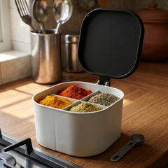 Fancy 4-Section Masala Box for Kitchen Storage (Spice Container)