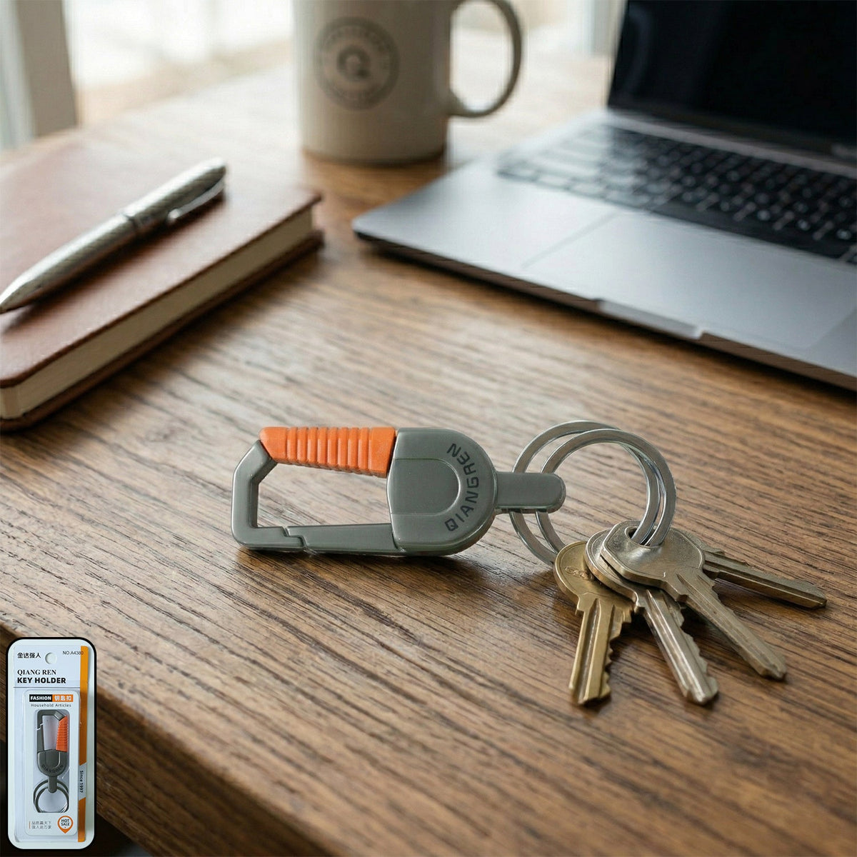 Premium Stylish Metal Key Holder with Safety Lock Clip Keychain (1 Pc)