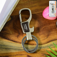 Premium Metal Keychain Carabiner Clip Hook with Dual Key Rings (1 Pc)